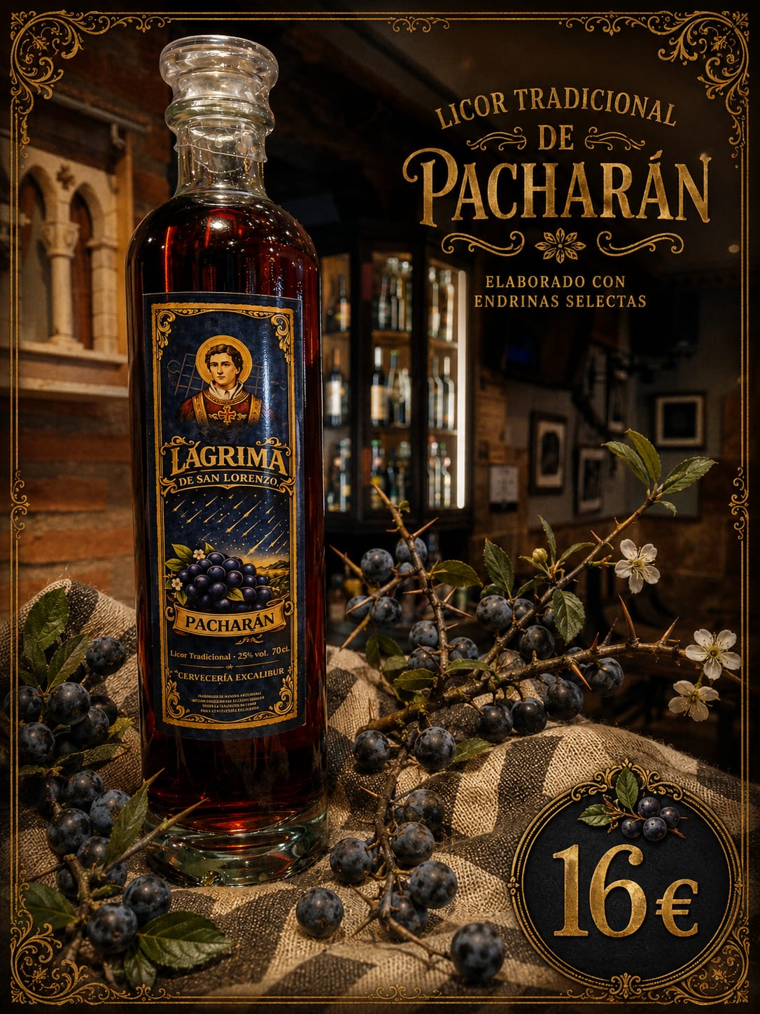 Licor de pacharán Lágrima de San Lorenzo